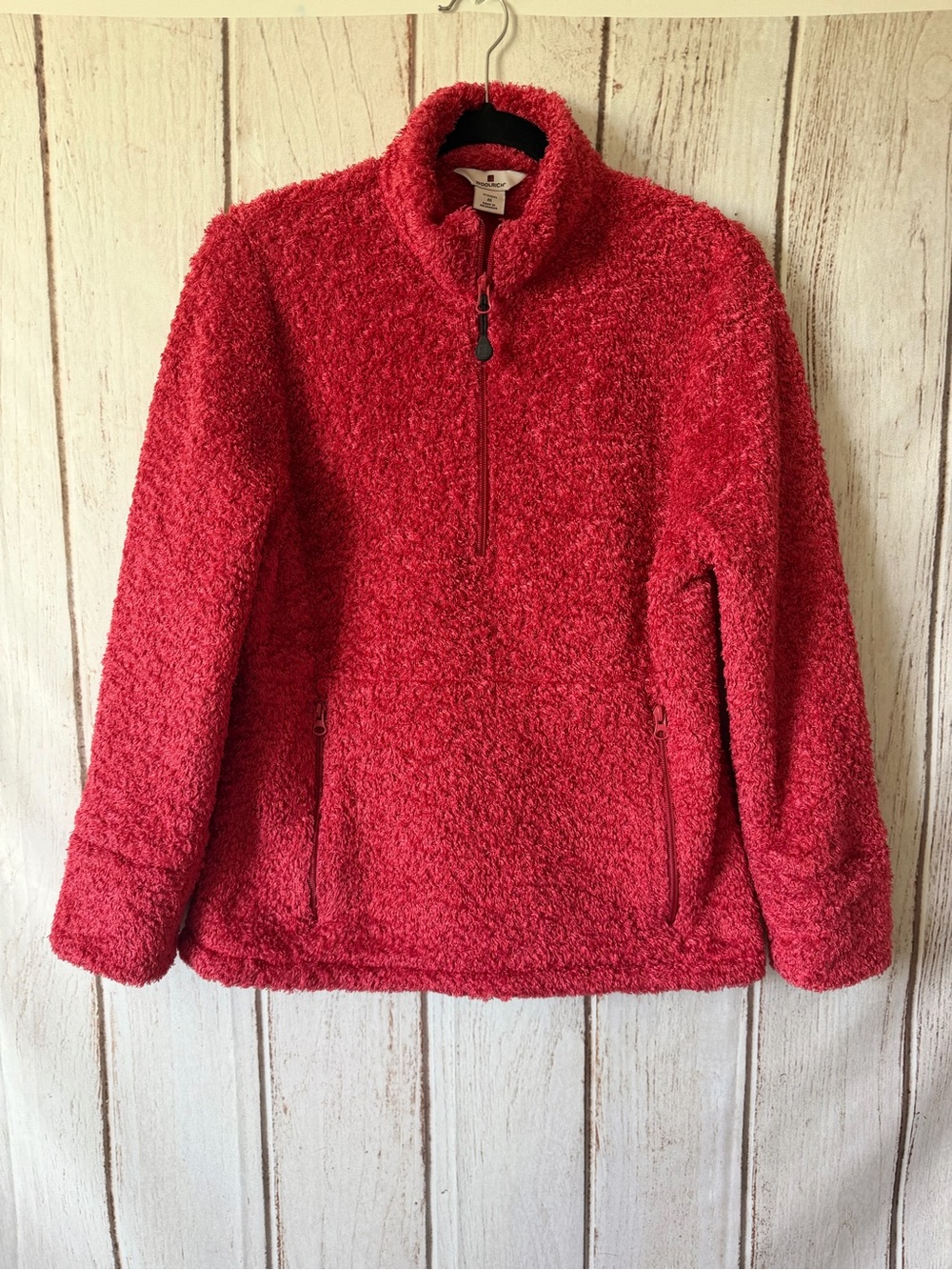 Woolrich Womens Red Polartec Sherpa Fleece 1/2-Zip Pullover
Jacket Size M